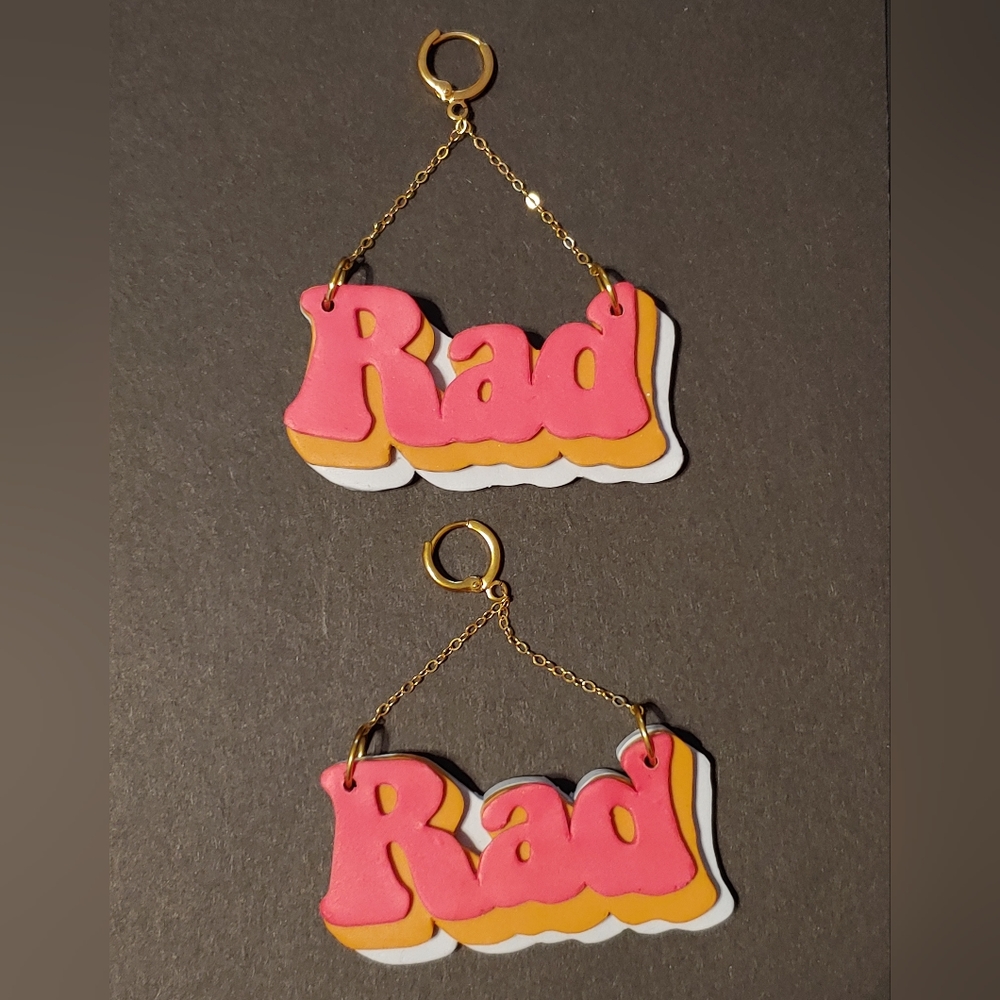 Rad handmade Polymer Clay earrings Huggie Hoops